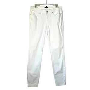 Eileen Fisher Wms 10 Organic Cotton White Denim Skinny Jeans Mid Rise Stretch